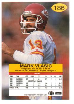 1992 Fleer #186 Mark Vlasic Back