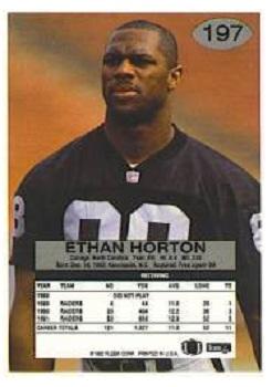 1992 Fleer #197 Ethan Horton Back