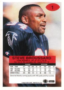1992 Fleer #1 Steve Broussard Back