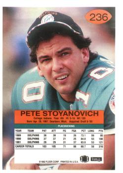 1992 Fleer #236 Pete Stoyanovich Back