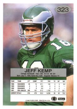 1992 Fleer #323 Jeff Kemp Back