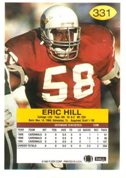 1992 Fleer #331 Eric Hill Back