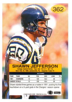 1992 Fleer #362 Shawn Jefferson Back