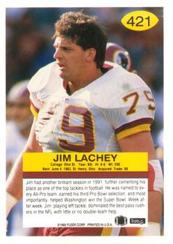 1992 Fleer #421 Jim Lachey Back