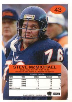 1992 Fleer #43 Steve McMichael Back