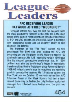 1992 Fleer #454 Haywood Jeffires Back
