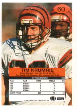 1992 Fleer #60 Tim Krumrie Back
