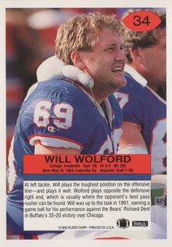1992 Fleer #34 Will Wolford Back