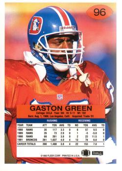 1992 Fleer #96 Gaston Green Back