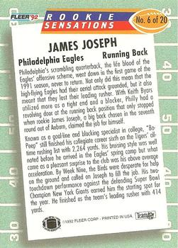 1992 Fleer - Rookie Sensations #6 James Joseph Back