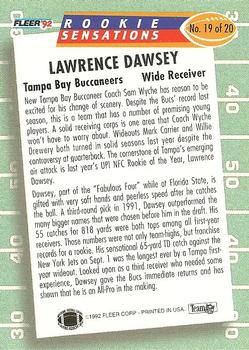 1992 Fleer - Rookie Sensations #19 Lawrence Dawsey Back