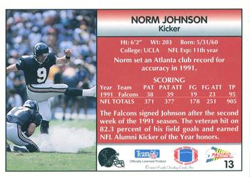 1992 Pacific #13 Norm Johnson Back