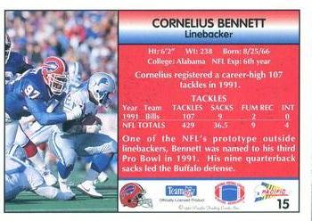 1992 Pacific #15 Cornelius Bennett Back