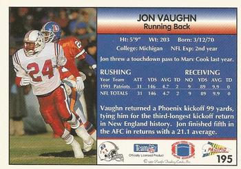 1992 Pacific #195 Jon Vaughn Back