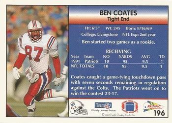 1992 Pacific #196 Ben Coates Back