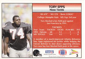 1992 Pacific #3 Tory Epps Back