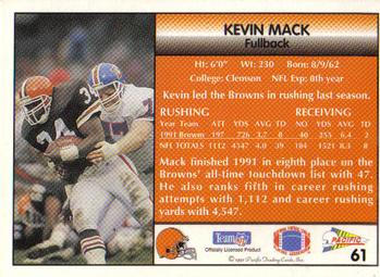 1992 Pacific #61 Kevin Mack Back