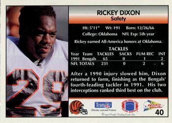 1992 Pacific #40 Rickey Dixon Back