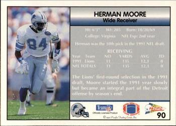 1992 Pacific #90 Herman Moore Back