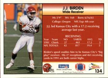 1992 Pacific #134 J.J. Birden Back