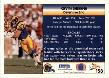 1992 Pacific #158 Kevin Greene Back