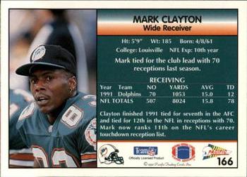 1992 Pacific #166 Mark Clayton Back