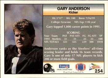 1992 Pacific #254 Gary Anderson Back