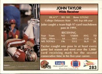 1992 Pacific #283 John Taylor Back