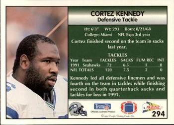 1992 Pacific #294 Cortez Kennedy Back
