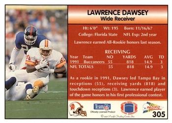 1992 Pacific #305 Lawrence Dawsey Back