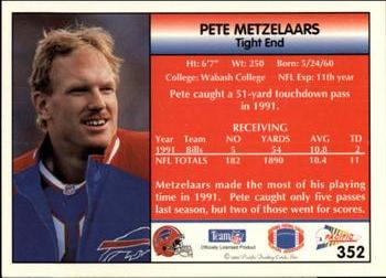 1992 Pacific #352 Pete Metzelaars Back