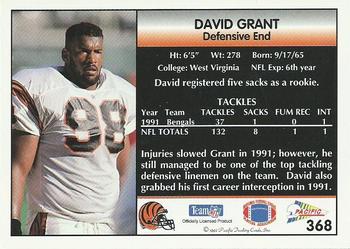 1992 Pacific #368 David Grant Back