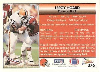 1992 Pacific #376 Leroy Hoard Back