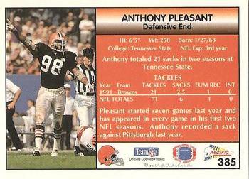 1992 Pacific #385 Anthony Pleasant Back