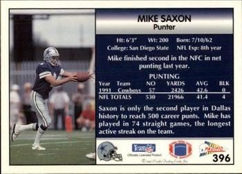 1992 Pacific #396 Mike Saxon Back