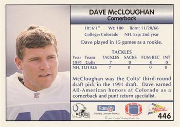 1992 Pacific #446 Dave McCloughan Back