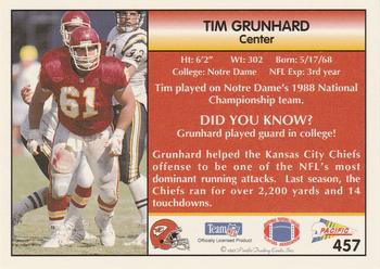 1992 Pacific #457 Tim Grunhard Back