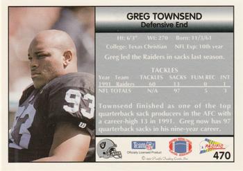 1992 Pacific #470 Greg Townsend Back