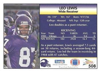 1992 Pacific #508 Leo Lewis Back