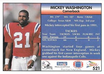 1992 Pacific #521 Mickey Washington Back