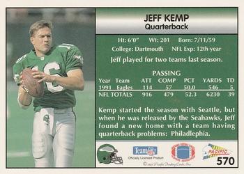 1992 Pacific #570 Jeff Kemp Back