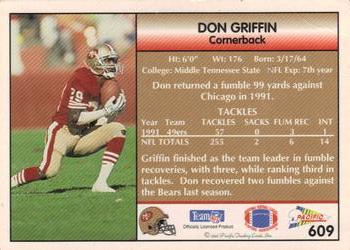 1992 Pacific #609 Don Griffin Back