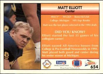 1992 Pacific #654 Matt Elliott Back