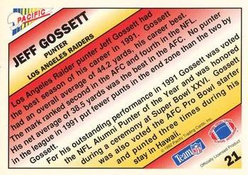 1992 Pacific - Pacific Picks the Pros Gold #21 Jeff Gossett Back