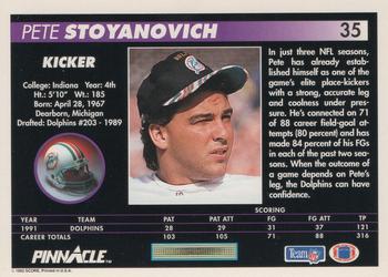 1992 Pinnacle #35 Pete Stoyanovich Back