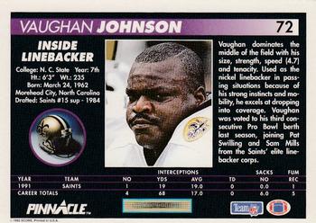 1992 Pinnacle #72 Vaughan Johnson Back