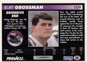 1992 Pinnacle #109 Burt Grossman Back