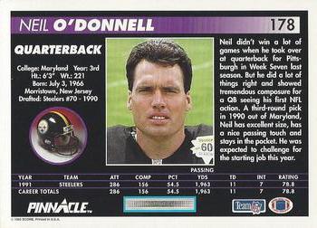 1992 Pinnacle #178 Neil O'Donnell Back