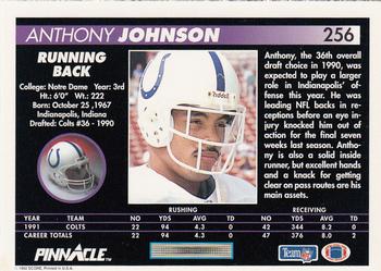 1992 Pinnacle #256 Anthony Johnson Back