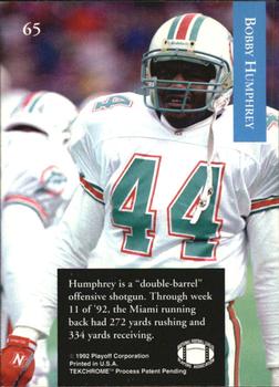 1992 Playoff #65 Bobby Humphrey Back